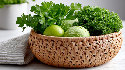 fresh vegetable in a wicker basket