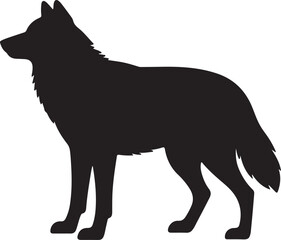 Solitary Silhouette: A sleek, black silhouette of a wolf stands tall, radiating an aura of wildness and untamed spirit. The minimalist design evokes a sense of solitude and powerful elegance.