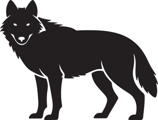 Silhouette of Majestic Wolf: A striking silhouette of a powerful wolf stands confidently, its form radiating strength and untamed beauty.