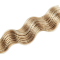 Golden Blonde Wavy Hair Strand Isolated on Black Background Detailed Texture Close Up Macro Shot