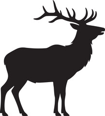 Deer silhouette vector illustration in nature with antlers