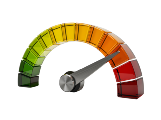 Colorful speedometer gauge isolated on transparent background