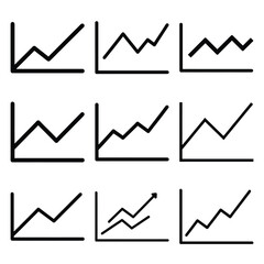 line graph silhouette Business icon set.