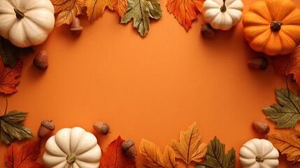 Cozy autumn vibes featuring pumpkins, acorns, and leaves create a stunning border for your seasonal designs