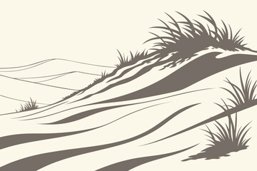 Stylized Sand Dunes Landscape Illustration desert nature © stock
