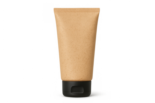 Kraft paper cosmetic tube mockup promoting eco-friendly skincare, beauty, and sustainable product packaging design