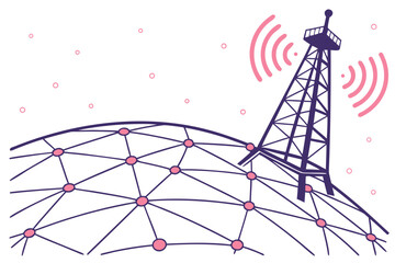 Communication tower on a global network grid cell tower