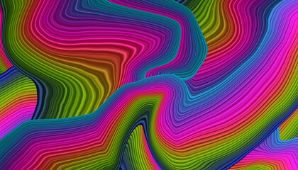 Vibrant abstract flowing wavy lines rainbow gradient background