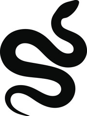 Minimalist Black Snake Silhouette Vector on White Background