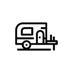 Icon of a trailer with a window door wheel and two support posts