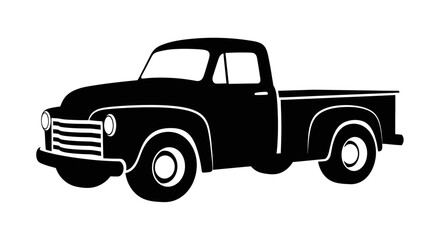 a classic black pickup truck silhouette with vintage design features