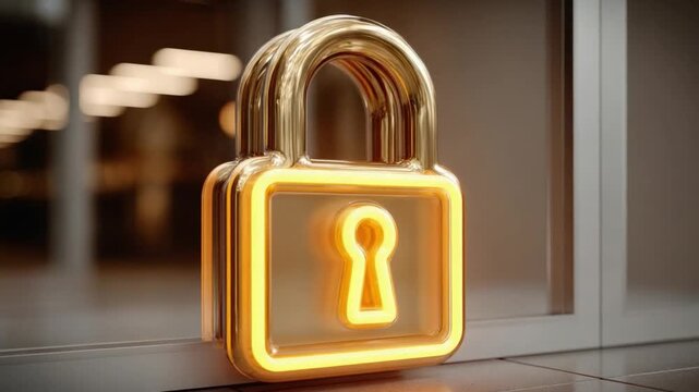 Secure Sentinel: A gleaming golden padlock stands guard, its keyhole beckoning, symbolizing protection, confidentiality, and safeguarding important information.