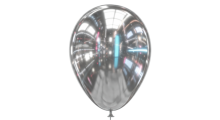 Metallic balloon with futuristic interior reflections isolated isolated on transparent background
