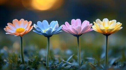 A close-up of daisies