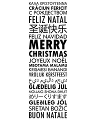 MERRY CHRISTMAS black word cloud on transparent background