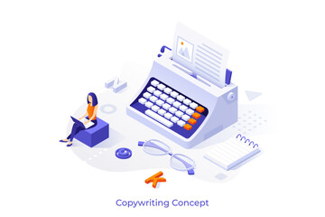 Copywriting conceptual template. Professional course of text content making vector illustration for webpage design. Writing advertisement and storytelling service. Web application development