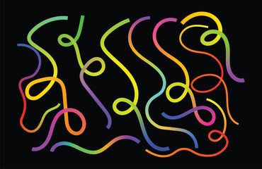 Abstract Color Line Shapes. Vector Wave Graphic Design Elements. Doodle Kid Pattern.