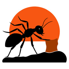 Vector art illustration of an ant standing on wood