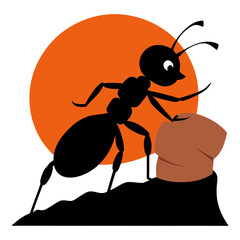 Vector art illustration of an ant standing on wood