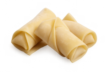 Uncooked spring rolls waiting for preparation, authentic asian cuisine ingredients for a delicious appetizer, transparent background