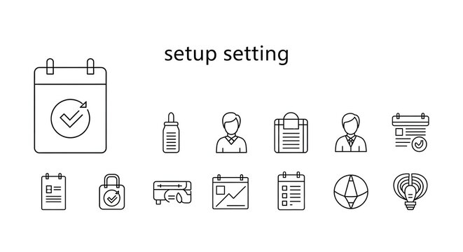 Icons of Daily Tasks: A collection of simple, streamlined icons represent a variety of daily tasks and activities. Suitable for app, website, or presentation needs.