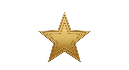 Golden Metallic Detailed Star Shape Element Isolated on White Background