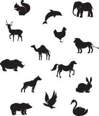 set of animals silhouettes