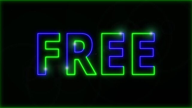 Neon Free text stroke light effect animation on black background, 4k video.