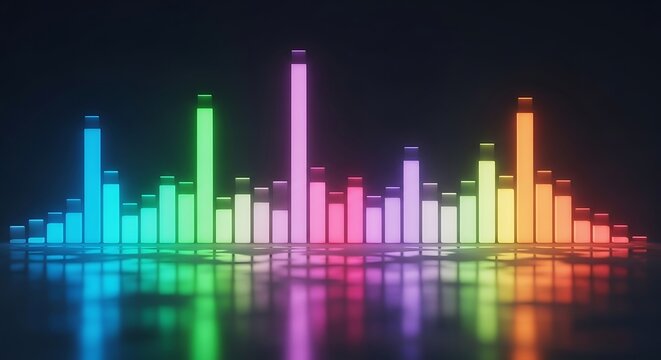 Colorful Digital Sound Equalizer Visual Display in Dark Background