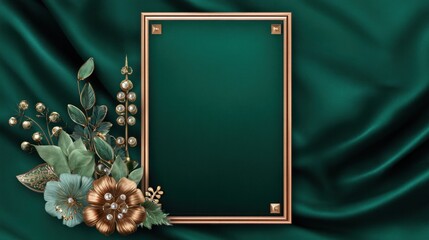 Elegant empty frame with luxurious floral design for home decor or event invitation