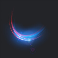 Dynamic Blue Light Luminous Energy Wave. Glowing lines on dark background