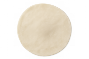 Raw pizza dough on transparent background, round uncooked pastry base for baking and cooking homemade bread