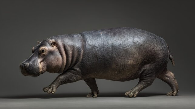 Creative Conceptual Image of a Hypertrophic Hippo with Enlarged Body and Small Head