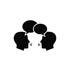 Icon of Two People Silhouettes Talking to Each Other with Speech Bubbles Above Their Heads