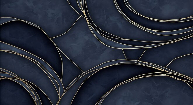 Abstract dark navy background with golden lines decorative art design