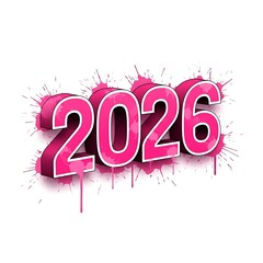 Bold pink 3d 2026 text with splatter effect