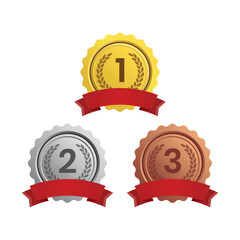 Gold Silver Bronze Award Medals with Ribbon for Competition, Winner or Achievement Recognition
