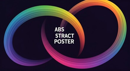 Vibrant rainbow swirl abstract design with text overlay