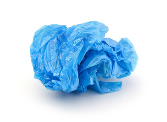 Crumpled plastic bag isolated on white.