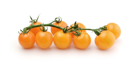 Ripe cherry tomatoes isolated on white.