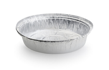 Foil baking dish isolated on white.