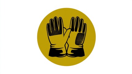 Fototapeta premium Safety Gloves Icon on Yellow Circle Background for Construction Use