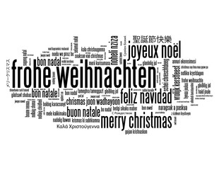 MERRY CHRISTMAS black word cloud on transparent background