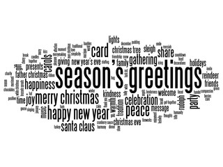 SEASON'S GREETINGS black word cloud on transparent background