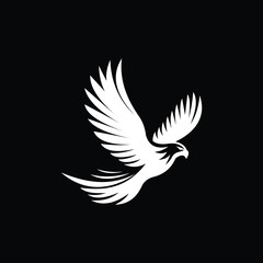 White Eagle Silhouette Flying With Spread Wings Vector Logo Design