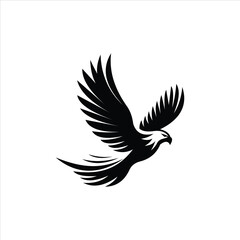 Fototapeta premium Black Eagle Silhouette Flying With Spread Wings Vector Logo Design