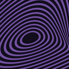 Purple and black concentric spiral creating dynamic optical illusion. Bold geometric pattern perfect for posters, music covers, and psychedelic graphic design projects.