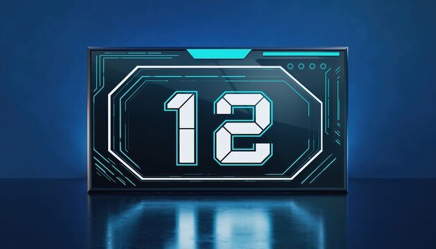 Futuristic Neon Countdown Clock in Abstract Digital Display with Neon Lines