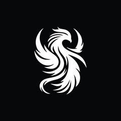 Majestic Abstract Phoenix Logo with Flowing Feathers and Elegance