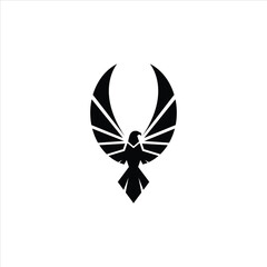 Abstract Black Eagle Logo with Symmetrical Modern Wing Design